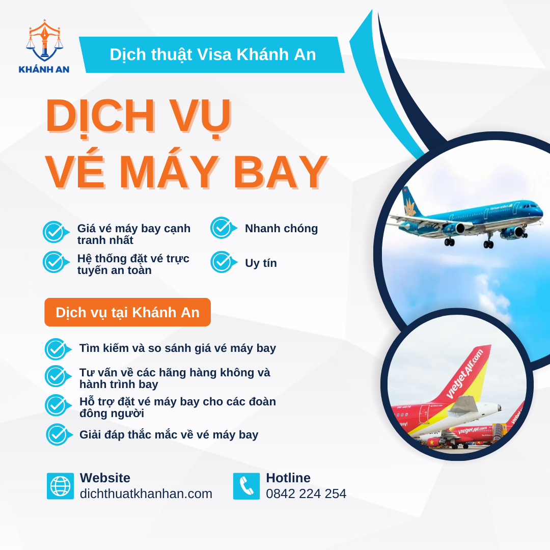 Dịch vụ vé may bay tại Cần Thơ - Dịch thuật Visa Khánh An