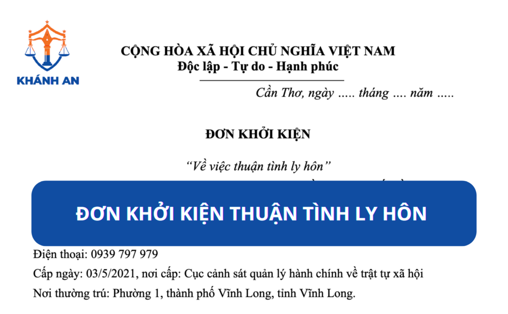 Đơn khởi kiện - Tranh chấp ly hôn